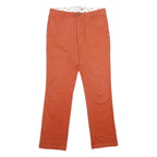DICKIES Mens Cotton Blend Orange Regular Straight Trousers W30 L32 Workwear Zip