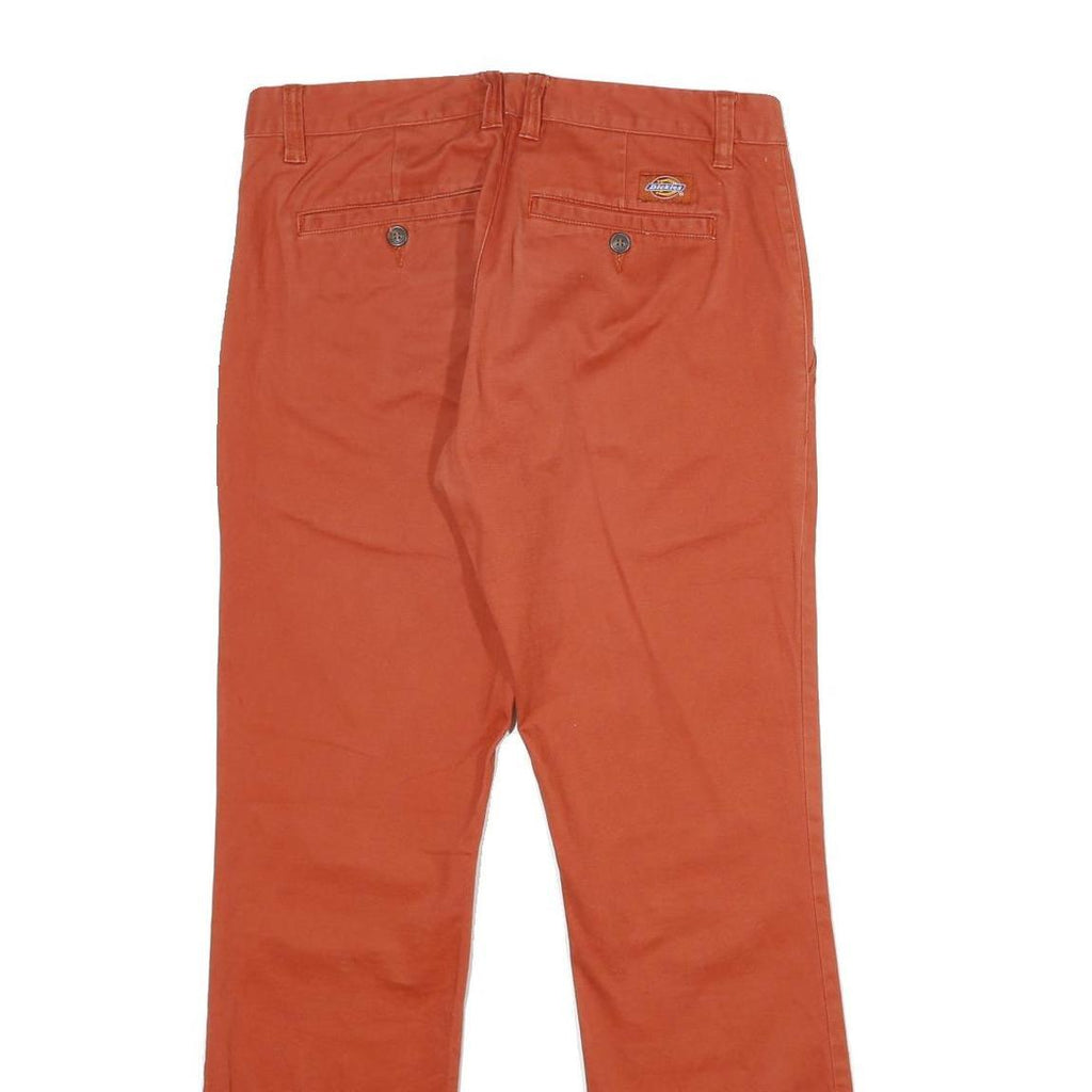 DICKIES Mens Cotton Blend Orange Regular Straight Trousers W30 L32 Workwear Zip