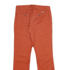 DICKIES Mens Cotton Blend Orange Regular Straight Trousers W30 L32 Workwear Zip