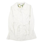 ZARA Womens White Cotton Blend Button Jacket S Plain Lightweight Stylish