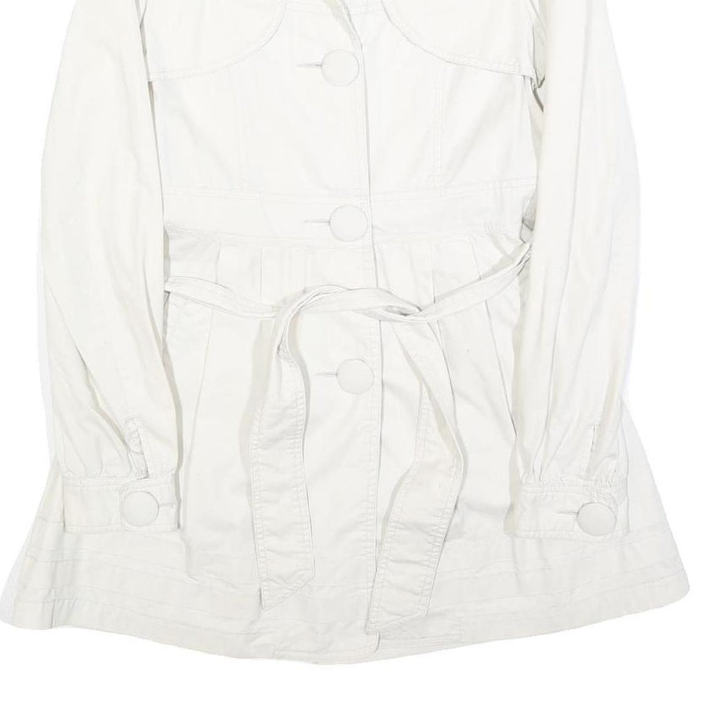 ZARA Womens White Cotton Blend Button Jacket S Plain Lightweight Stylish