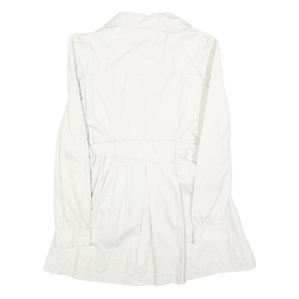 ZARA Womens White Cotton Blend Button Jacket S Plain Lightweight Stylish