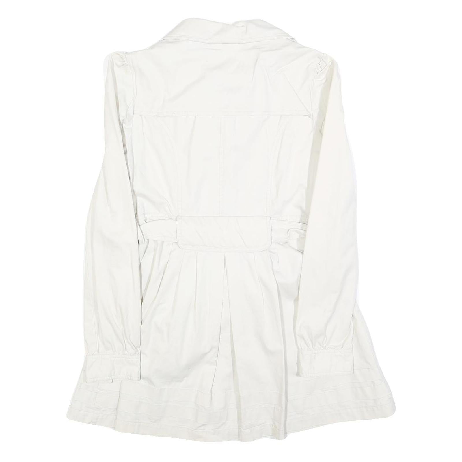 ZARA Womens White Cotton Blend Button Jacket S Plain Lightweight Stylish