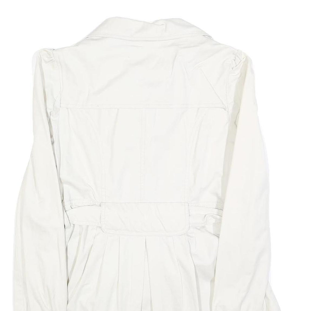 ZARA Womens White Cotton Blend Button Jacket S Plain Lightweight Stylish