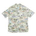 BATICK BAY Mens Beige Tropical Print Cotton Shirt L Summer Vacation Casual