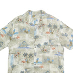 BATICK BAY Mens Beige Tropical Print Cotton Shirt L Summer Vacation Casual