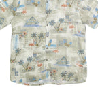 BATICK BAY Mens Beige Tropical Print Cotton Shirt L Summer Vacation Casual