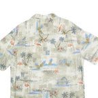 BATICK BAY Mens Beige Tropical Print Cotton Shirt L Summer Vacation Casual