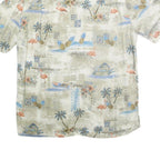 BATICK BAY Mens Beige Tropical Print Cotton Shirt L Summer Vacation Casual