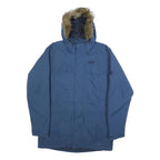 JACK WOLFSKIN Mens Blue Outdoor Jacket L Polyamide Plain Hooded Button Winter