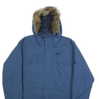 JACK WOLFSKIN Mens Blue Outdoor Jacket L Polyamide Plain Hooded Button Winter