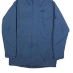 JACK WOLFSKIN Mens Blue Outdoor Jacket L Polyamide Plain Hooded Button Winter