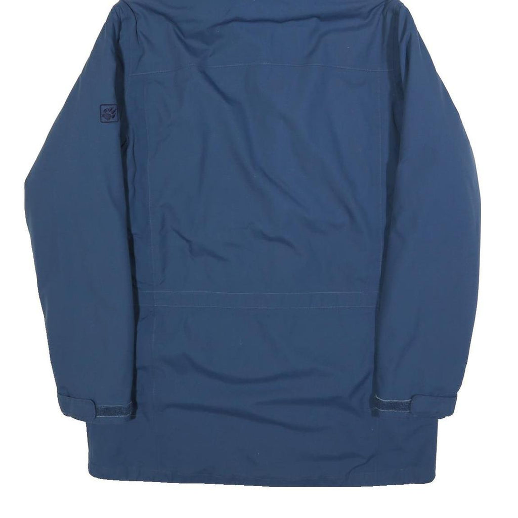 JACK WOLFSKIN Mens Blue Outdoor Jacket L Polyamide Plain Hooded Button Winter