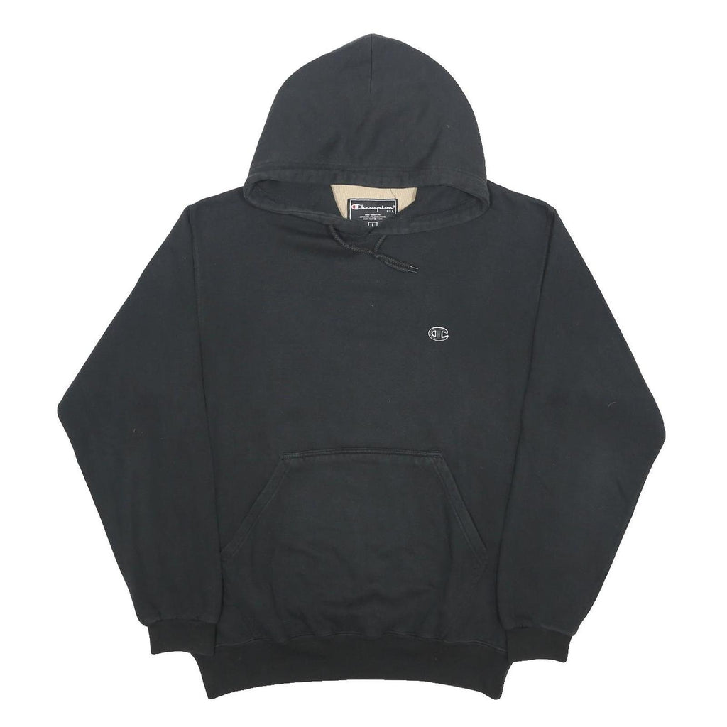 CHAMPION Mens Black Pullover Hoodie L Classic Cotton Blend Casual Sweatshirt