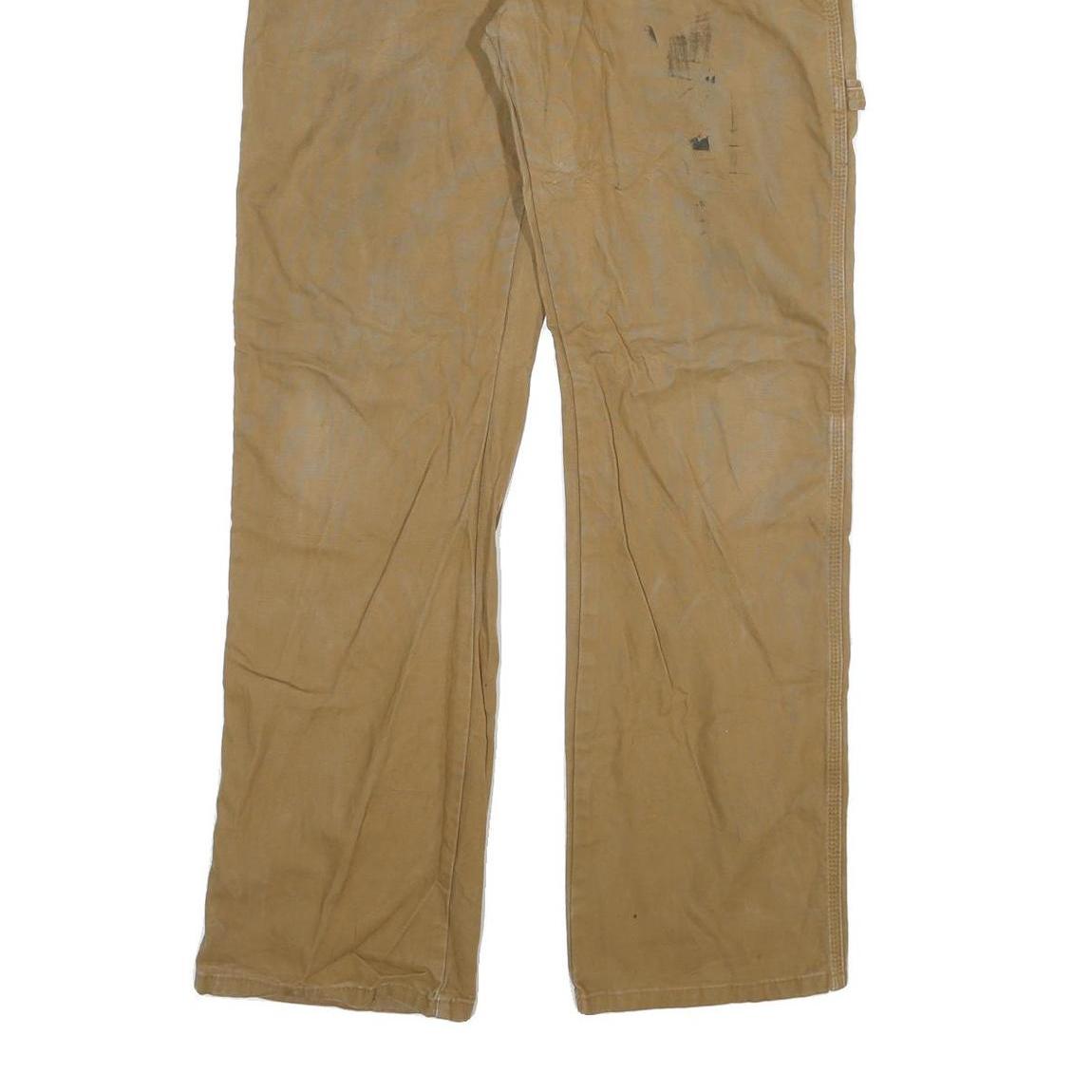 DICKIES Mens Cotton Blend Beige Regular Straight Trousers W32 L32 Workwear