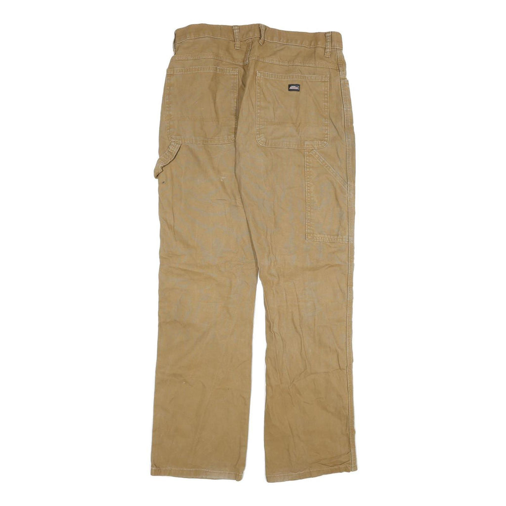 DICKIES Mens Cotton Blend Beige Regular Straight Trousers W32 L32 Workwear