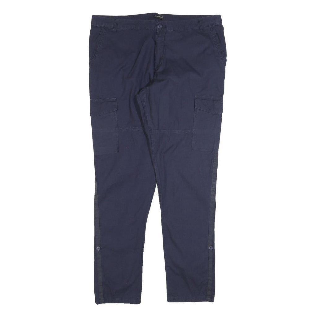 CHICOREE Womens Cotton Blend Navy Slim Tapered Trousers W36 L32 Casual Zip