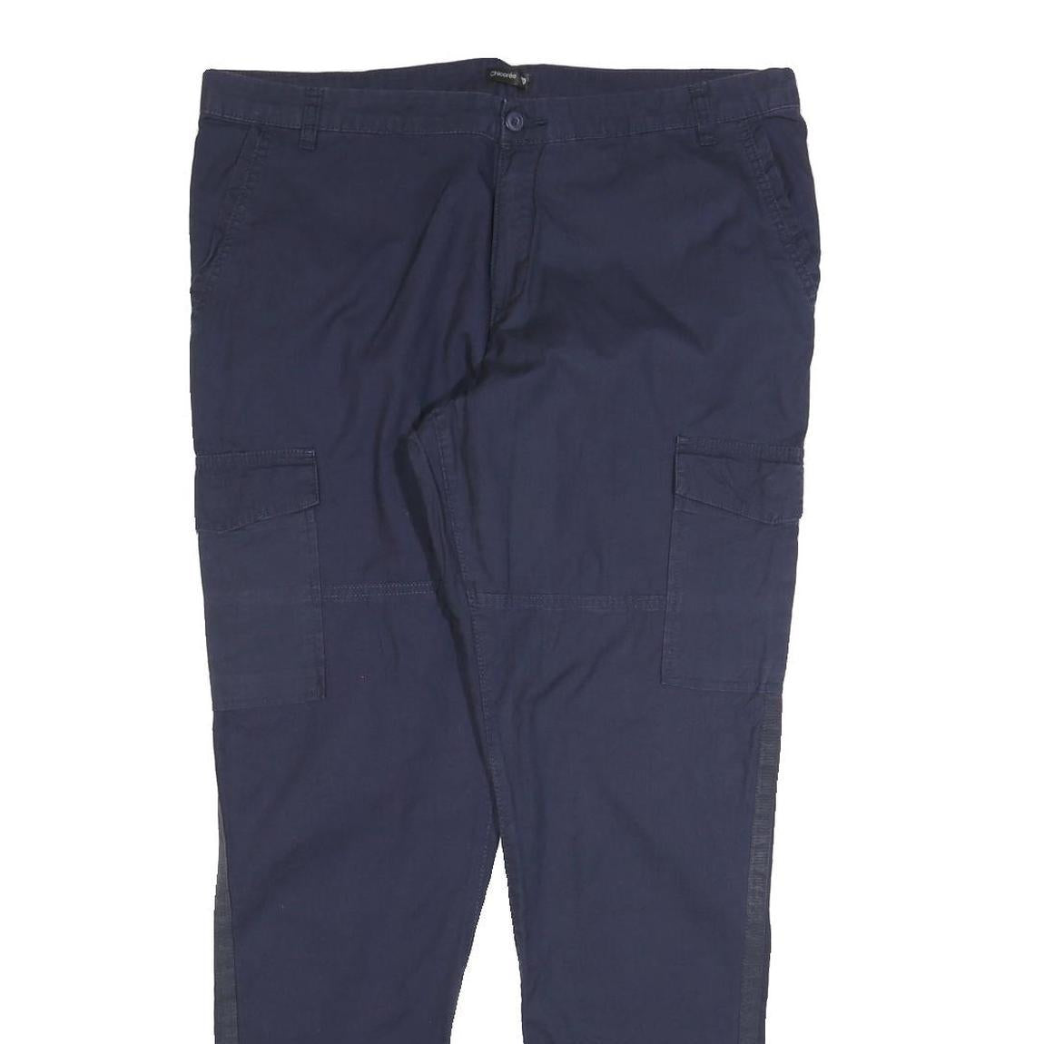 CHICOREE Womens Cotton Blend Navy Slim Tapered Trousers W36 L32 Casual Zip