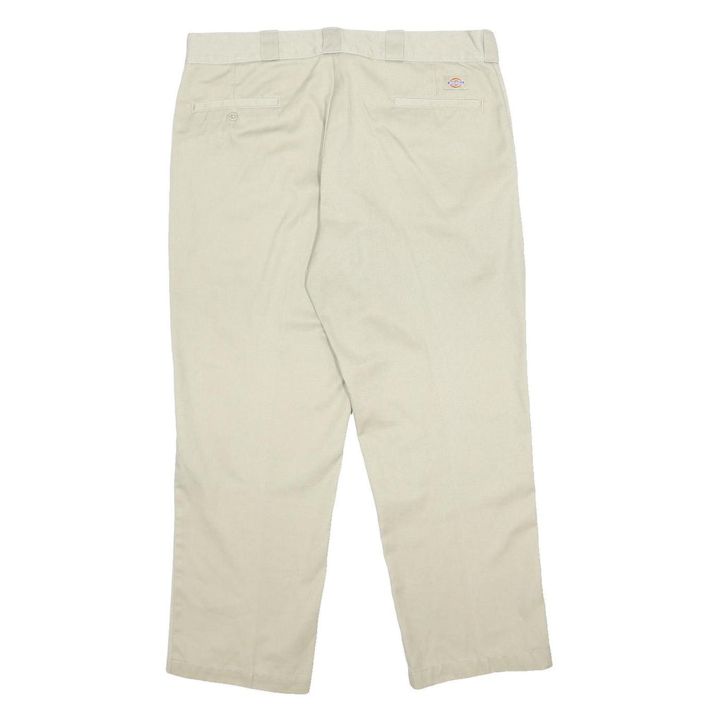 DICKIES Mens Regular Fit Beige Cotton Blend Trousers W38 L29 Zip Closure