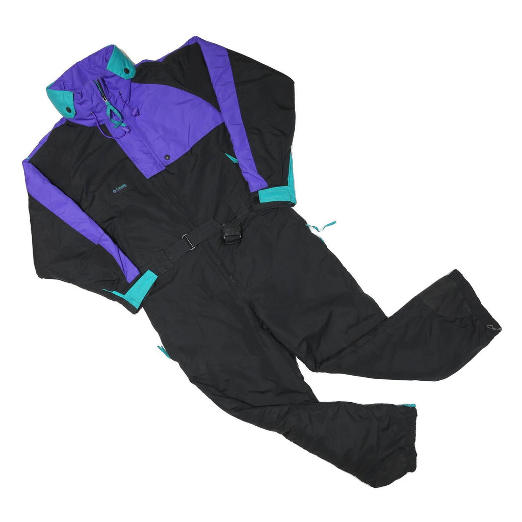 COLUMBIA Mens Black & Purple Polyester Lined Dungarees S W34 L28 Outdoor Ski