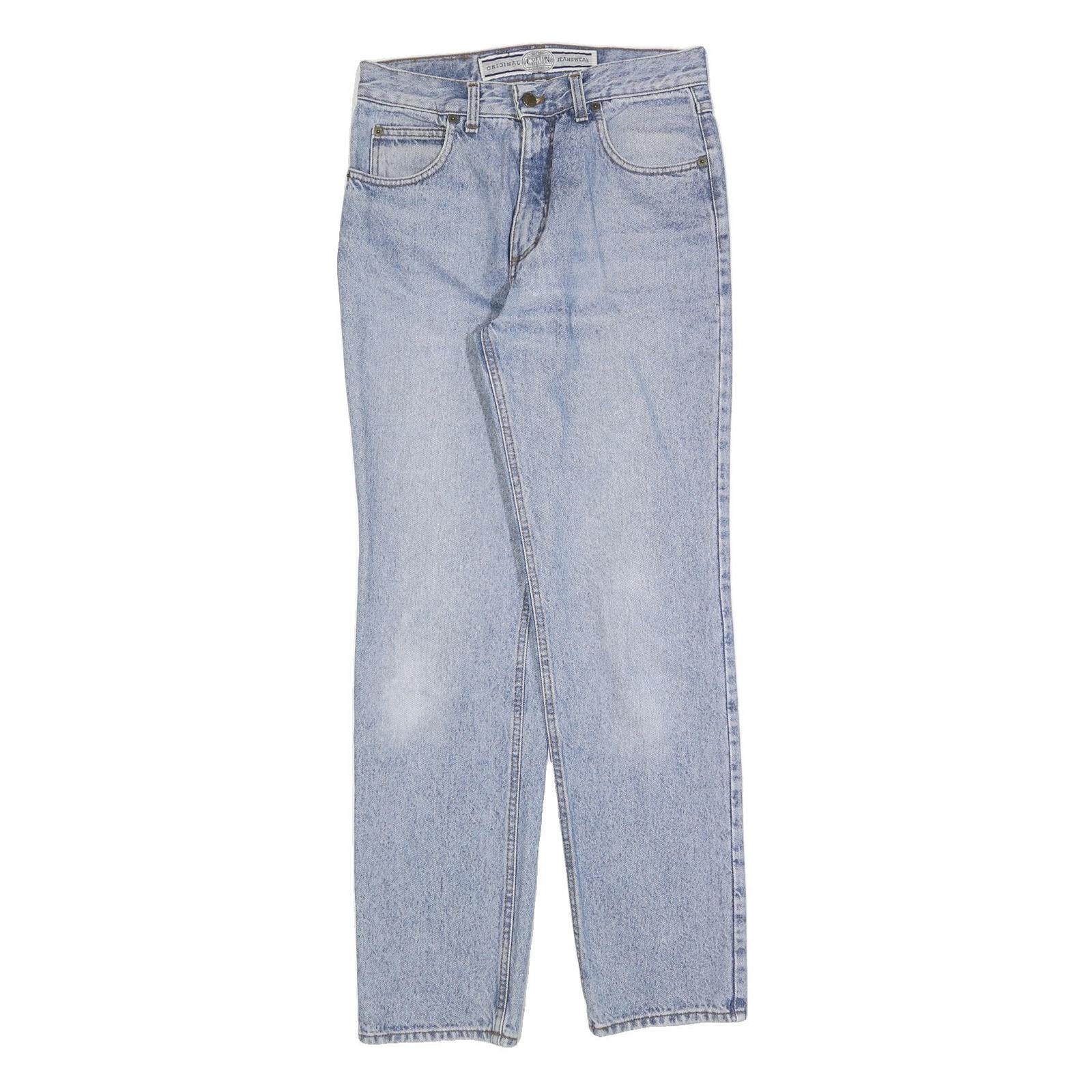 COTTON BLUE Mens Jeans Blue Regular Straight Denim Light W31 L32 Classic Zip