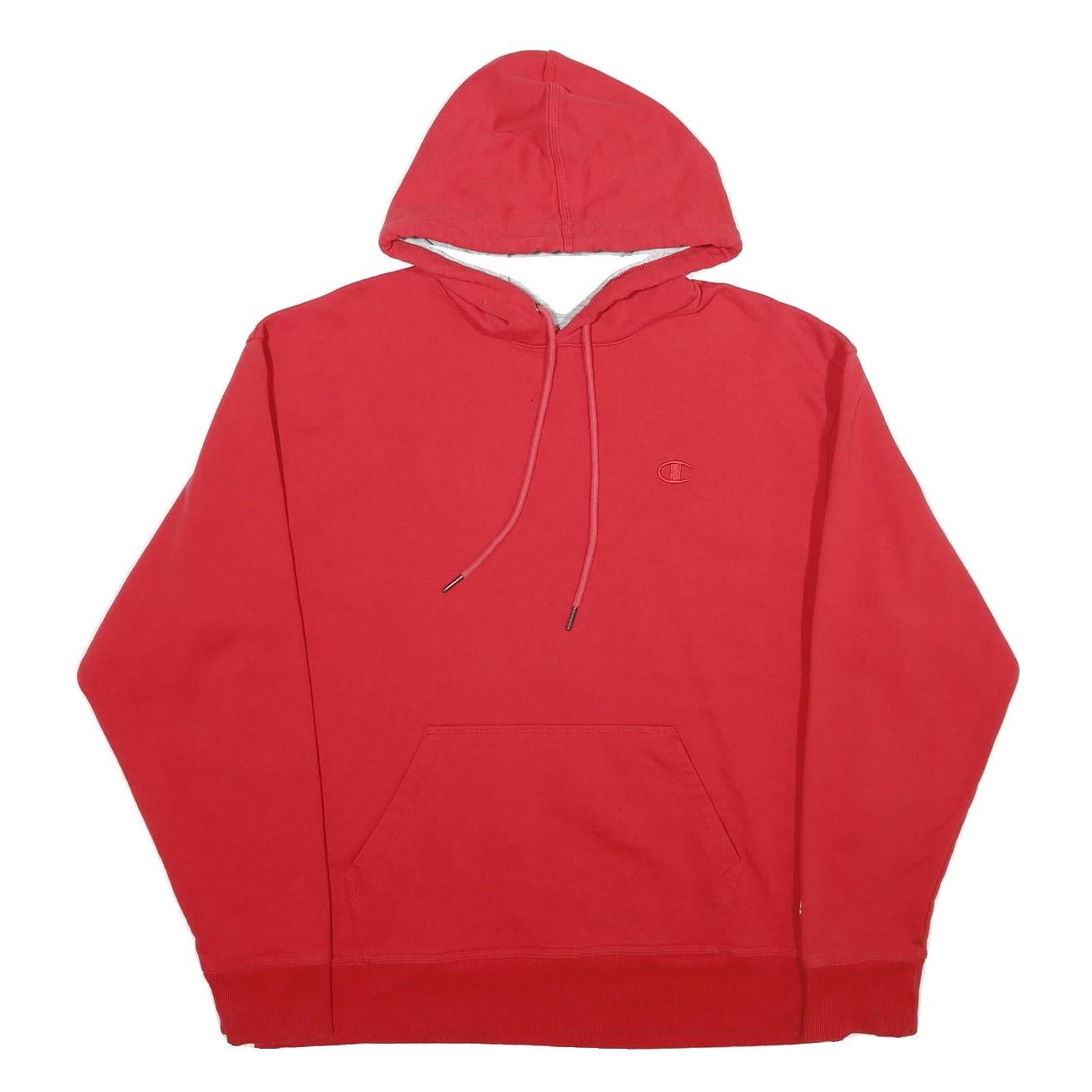 CHAMPION Mens Red Hoodie L Cotton Blend Pullover Hooded Sweatshirt
