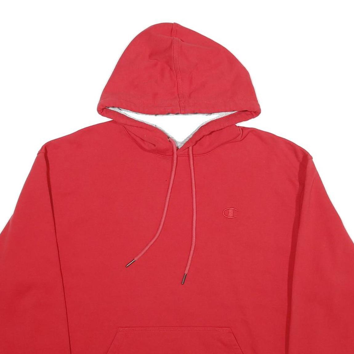 CHAMPION Mens Red Hoodie L Cotton Blend Pullover Hooded Sweatshirt