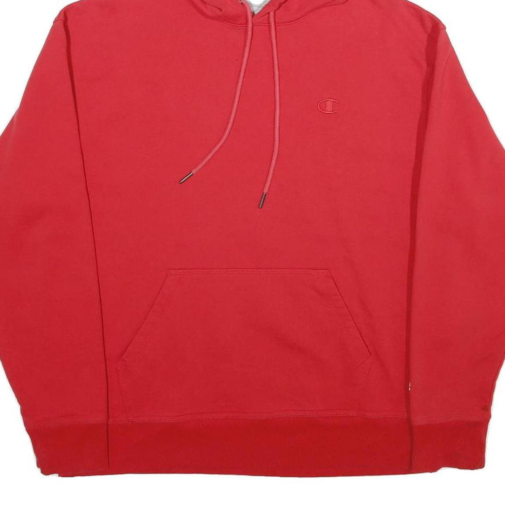 CHAMPION Mens Red Hoodie L Cotton Blend Pullover Hooded Sweatshirt