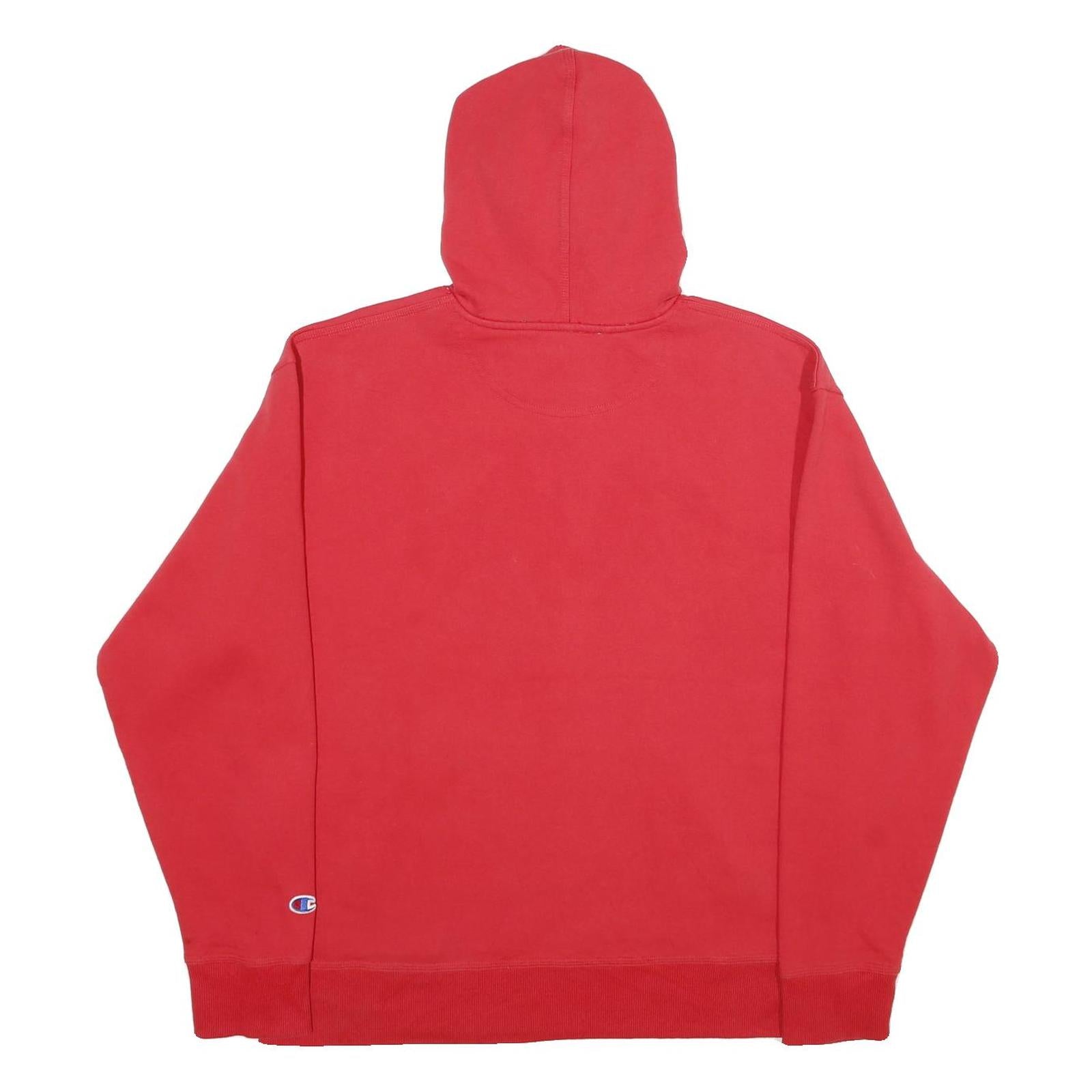 CHAMPION Mens Red Hoodie L Cotton Blend Pullover Hooded Sweatshirt
