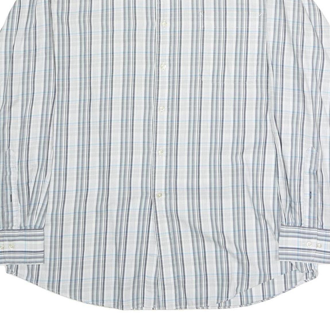 TOMMY HILFIGER Mens Blue & Grey Check Shirt L Regular Fit Smart Casual Cotton