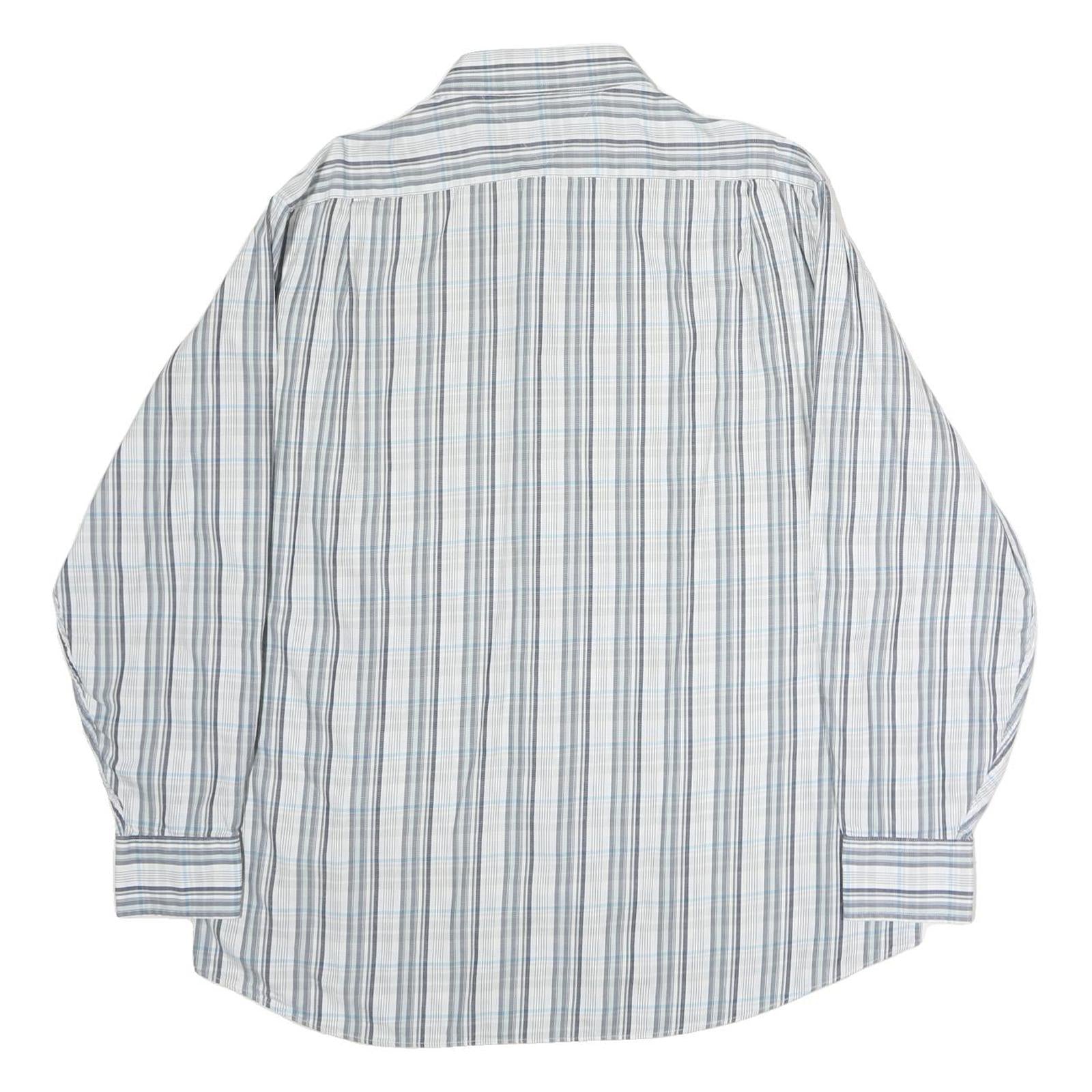 TOMMY HILFIGER Mens Blue & Grey Check Shirt L Regular Fit Smart Casual Cotton