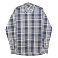TOMMY HILFIGER Mens Blue Grey Check Shirt S Button Down Cotton Blend Long Sleeve
