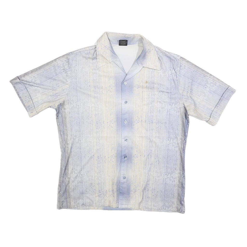 JOEL Mens Blue & Cream Short Sleeve Polyester Blend Shirt L Summer Casual