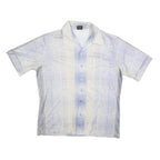 JOEL Mens Blue & Cream Short Sleeve Polyester Blend Shirt L Summer Casual