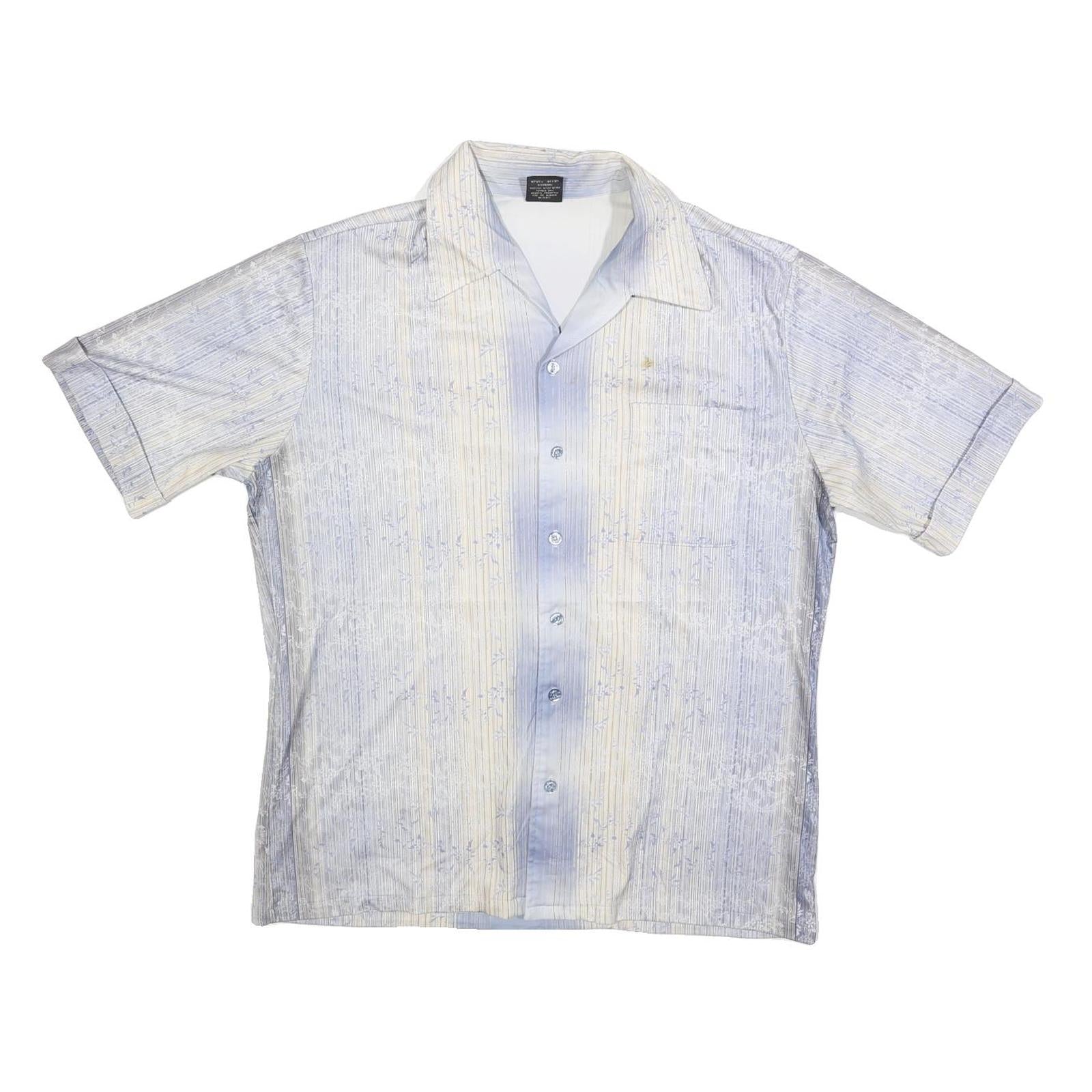 JOEL Mens Blue & Cream Short Sleeve Polyester Blend Shirt L Summer Casual