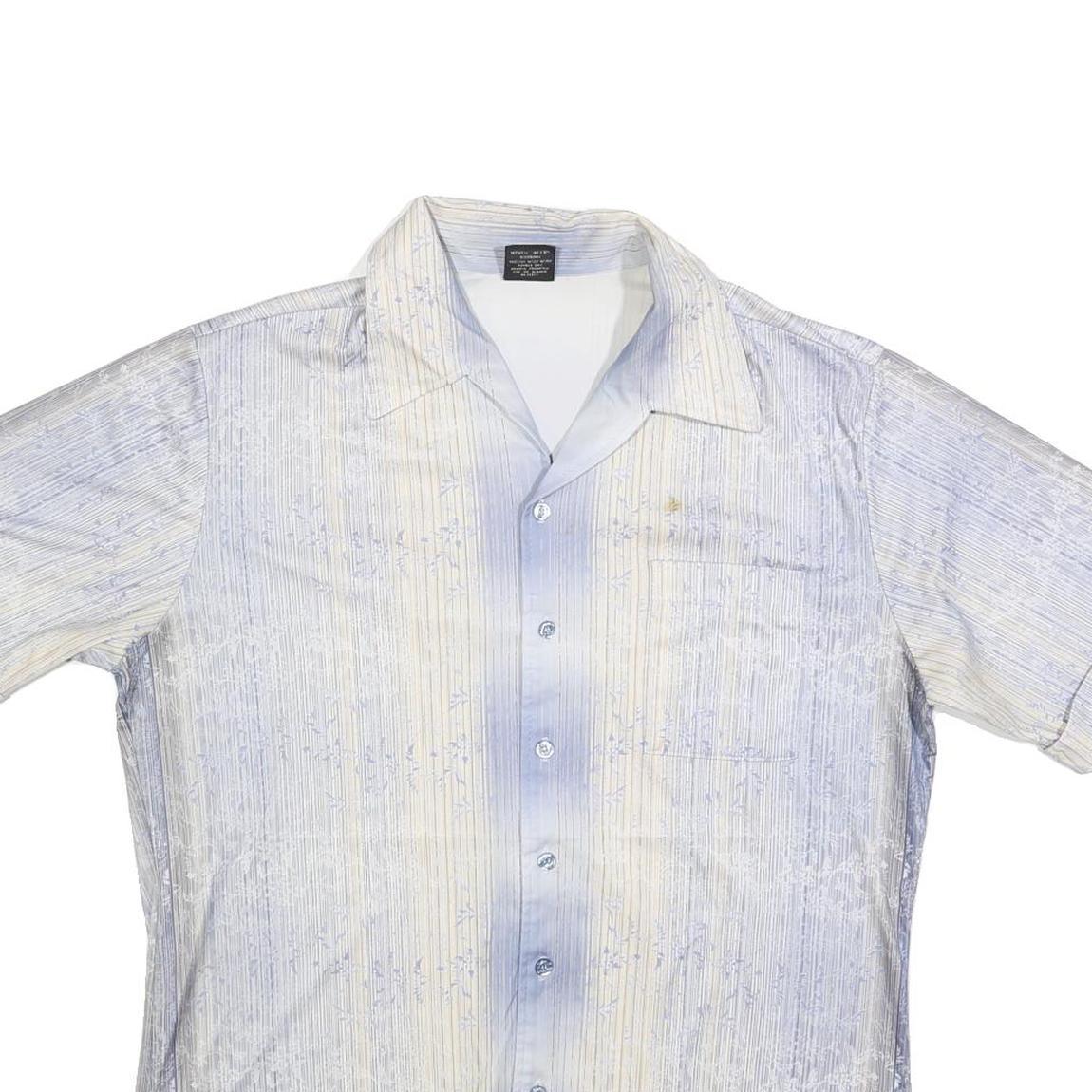 JOEL Mens Blue & Cream Short Sleeve Polyester Blend Shirt L Summer Casual