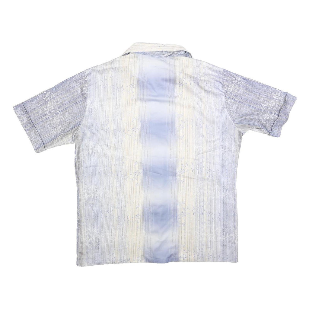 JOEL Mens Blue & Cream Short Sleeve Polyester Blend Shirt L Summer Casual