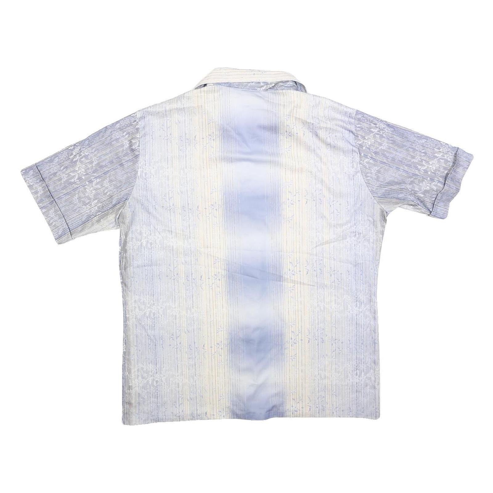 JOEL Mens Blue & Cream Short Sleeve Polyester Blend Shirt L Summer Casual