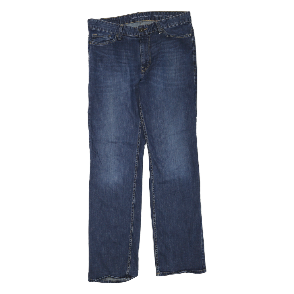 CALVIN KLEIN JEANS Womens Jeans Blue Regular Straight Denim Medium W32 L32 Zip