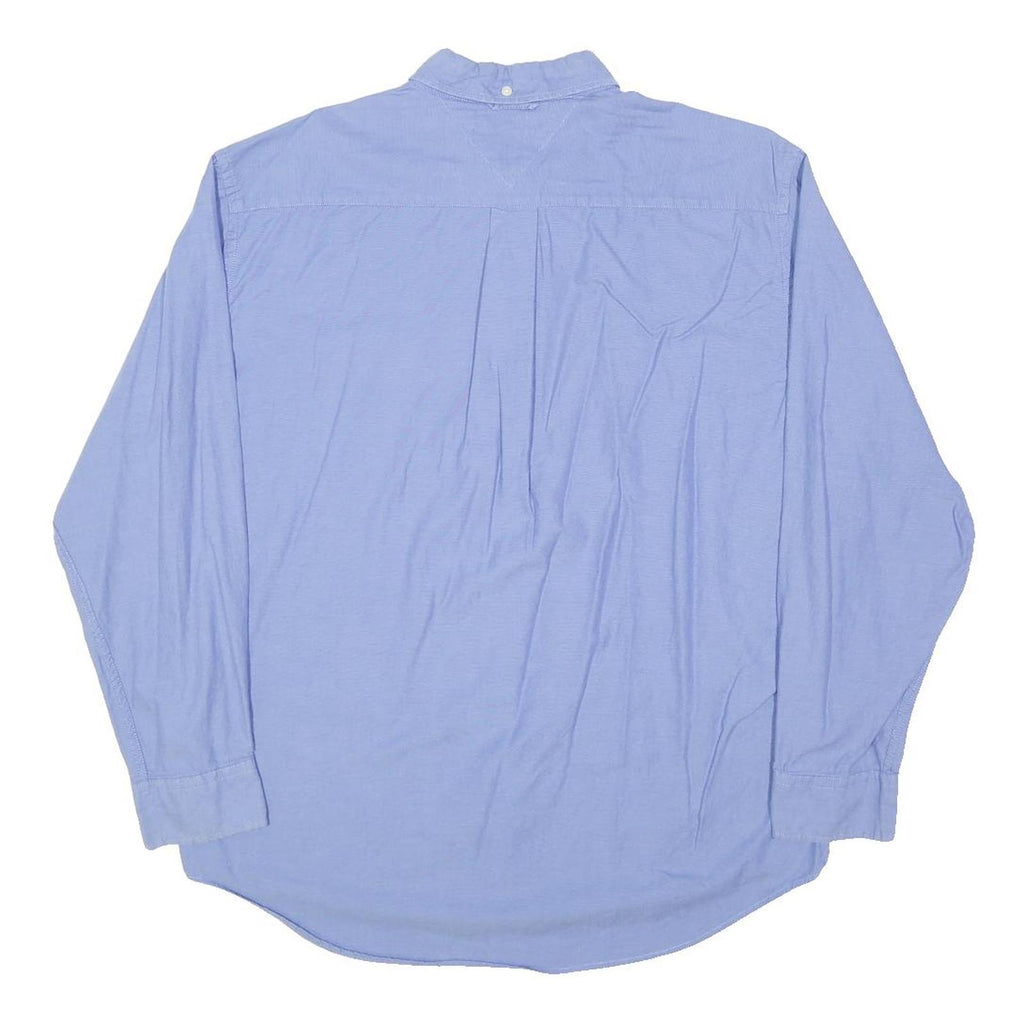 TOMMY HILFIGER Mens Blue Button Down Shirt L Classic Cotton Long Sleeve Casual