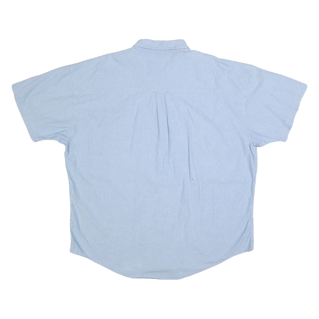 CHAPS RALPH LAUREN Mens Blue 2XL Cotton Button Down Shirt Short Sleeve Casual