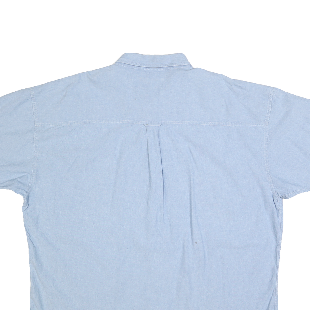 CHAPS RALPH LAUREN Mens Blue 2XL Cotton Button Down Shirt Short Sleeve Casual