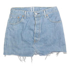 LEVI'S Womens Blue Denim Mini Skirt Woven Raw Hem S Cotton Blend Casual