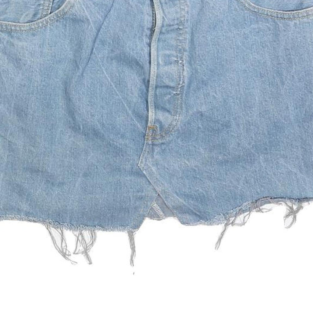 LEVI'S Womens Blue Denim Mini Skirt Woven Raw Hem S Cotton Blend Casual