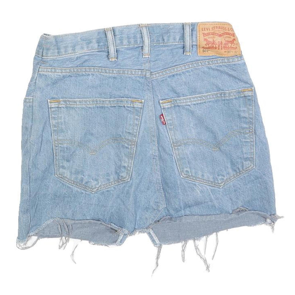 LEVI'S Womens Blue Denim Mini Skirt Woven Raw Hem S Cotton Blend Casual