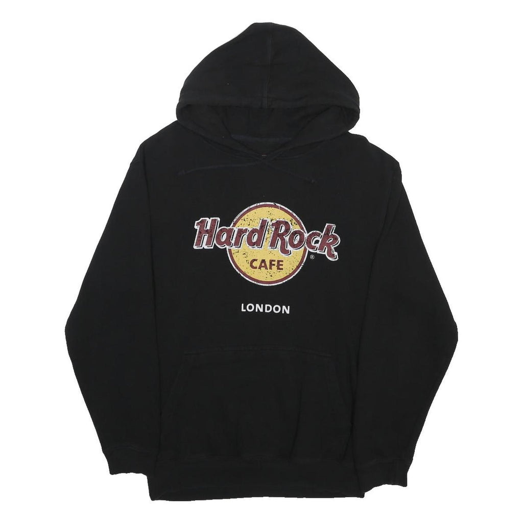HARD ROCK CAFE Mens Black London Pullover Hoodie L Cotton Blend Casual