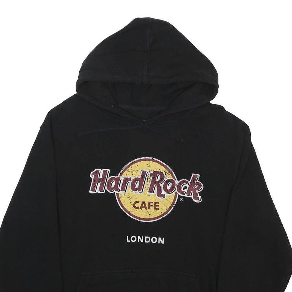 HARD ROCK CAFE Mens Black London Pullover Hoodie L Cotton Blend Casual
