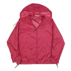WOOLRICH Womens Red Lightweight Zip Jacket L Polyester Plain Hooded Casual