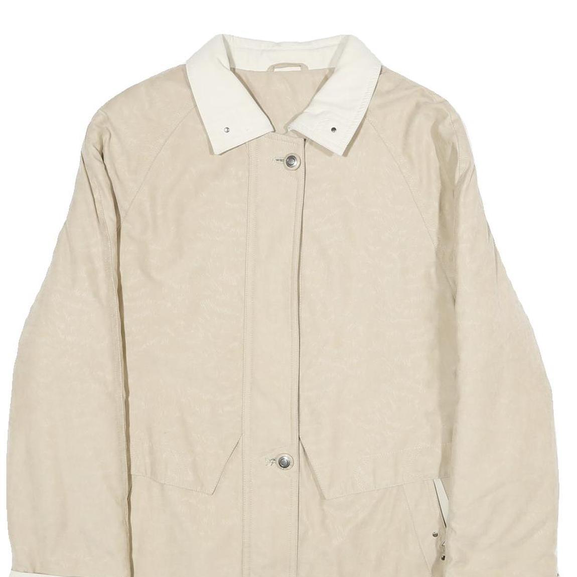 C&A Womens Beige & Cream Zip Jacket UK 10 Polyester Blend Plain Casual Outerwear