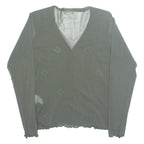MORE & MORE Womens Top Green V-Neck Long Sleeve Nylon Floral UK 10